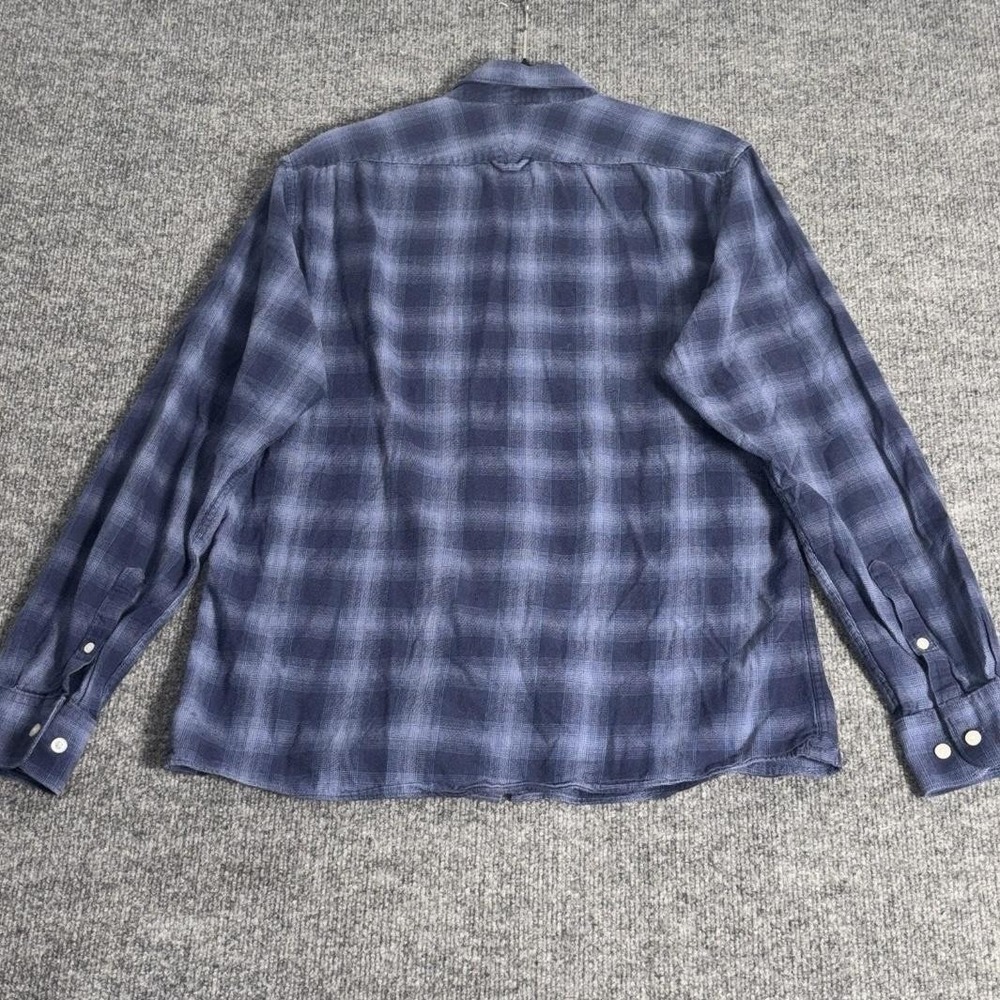 T.M. Lewin Shirt Mens Medium Blue Plaid Brushed Cotton Button Down Long Sleeve - Picture 3 of 16